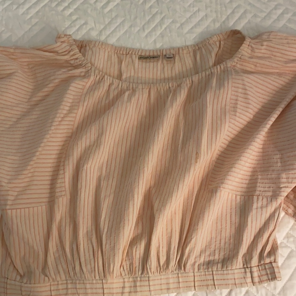 Anthropologie off the shoulder blouse.